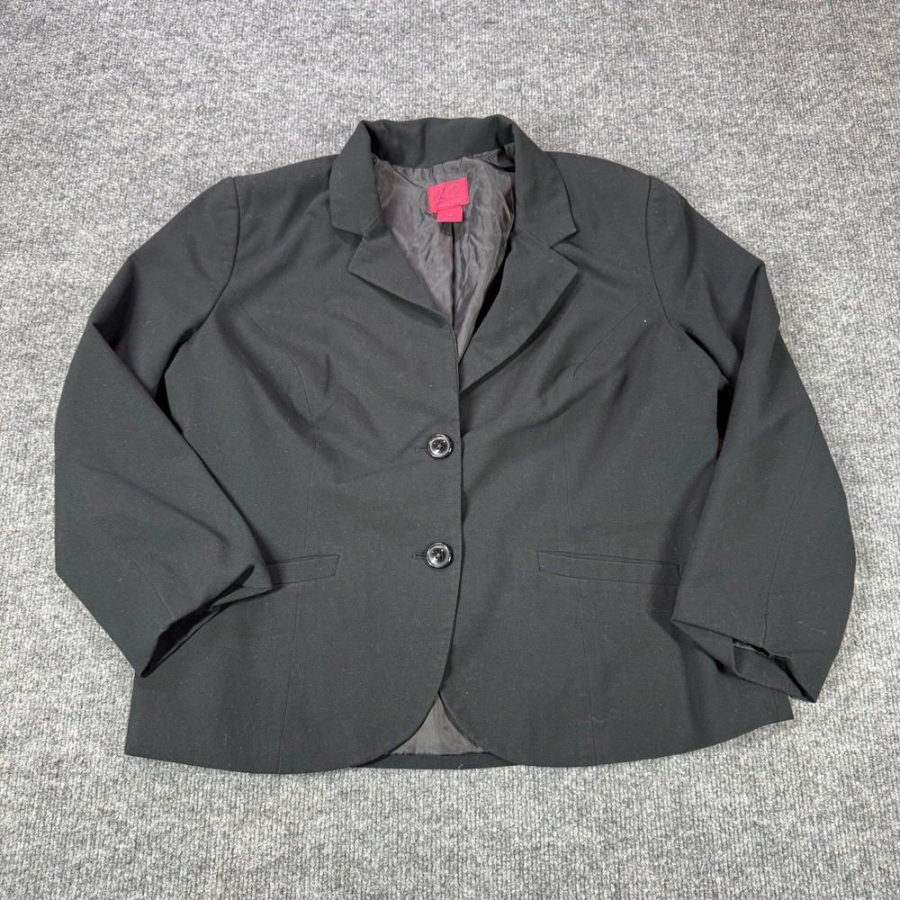 212 Collection Blazer Womens 16‎ Black Two Button Career Suit Jacket